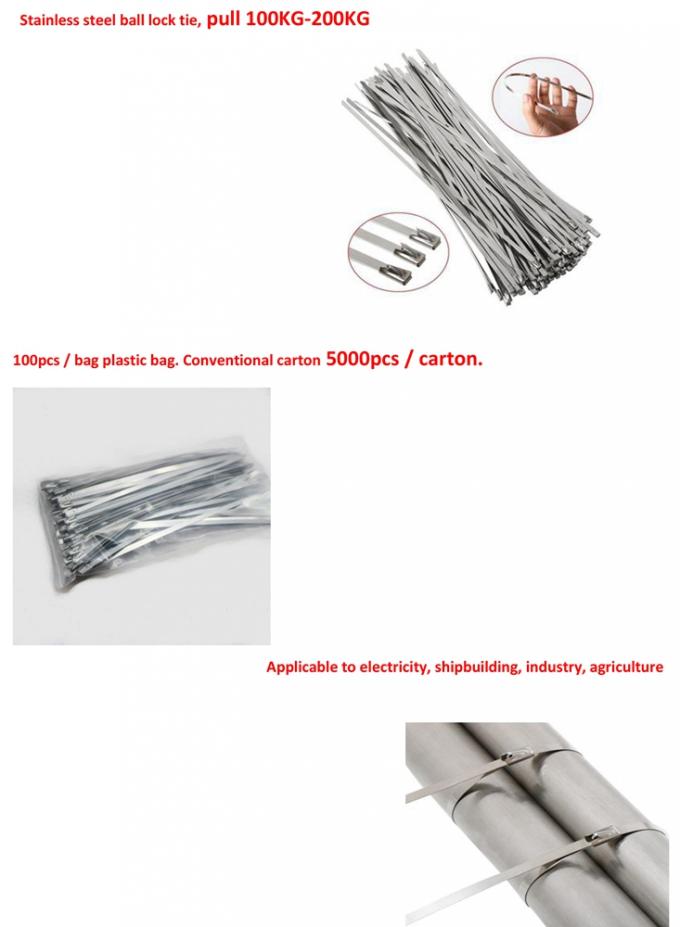300 x 7.9mm Stainless Steel Roller Ball Cable Ties Pack of 50
